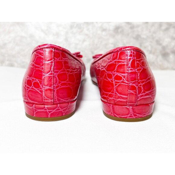 PRADA St. Cocco Bicolo Croc Embossed Leather Bow Flats in Red/Purple - EU Sz 40 - Picture 9 of 9
